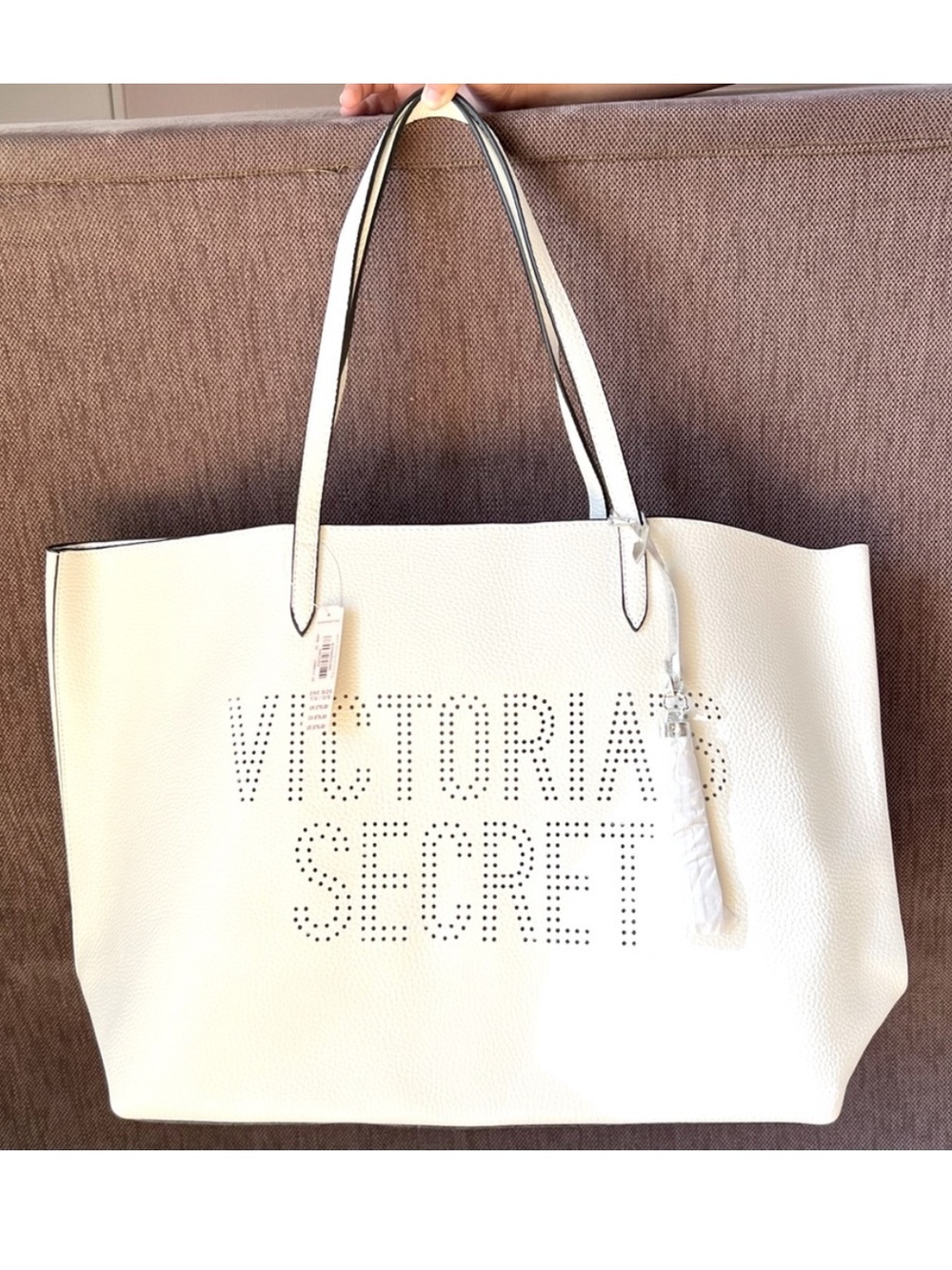 Victoria's Secret White Perforated Logo Tote